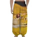 Yellow Python Snake Print Lantern Pants