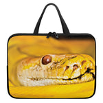 Yellow Python Snake Print Laptop Sleeve With Handle