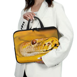 Yellow Python Snake Print Laptop Sleeve With Handle