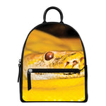 Yellow Python Snake Print Leather Backpack