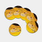 Yellow Python Snake Print Leather Coaster Set