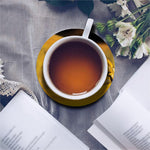 Yellow Python Snake Print Leather Coaster Set