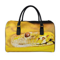 Yellow Python Snake Print Leather Duffel Bag