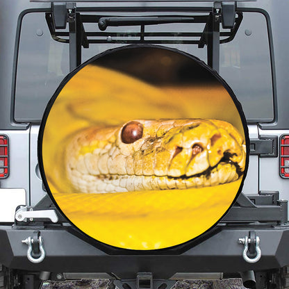 Yellow Python Snake Print Leather Spare Tire Cover