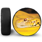 Yellow Python Snake Print Leather Spare Tire Cover
