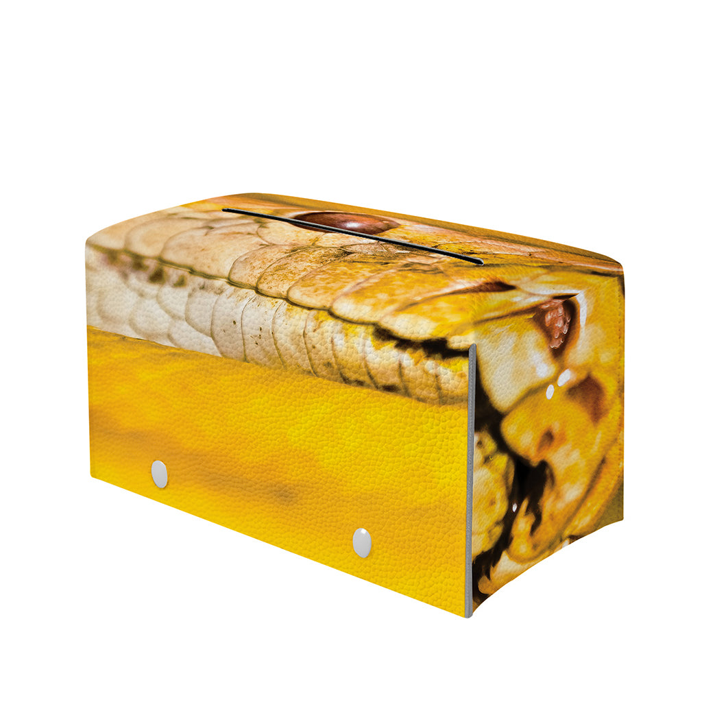 Yellow Python Snake Print Leather Tissue Box Cover