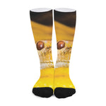 Yellow Python Snake Print Long Socks