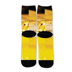 Yellow Python Snake Print Long Socks