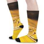 Yellow Python Snake Print Long Socks