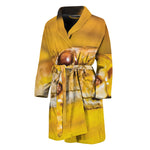 Yellow Python Snake Print Men's Bathrobe
