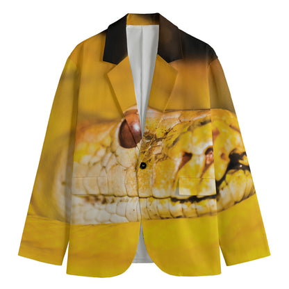 Yellow Python Snake Print Men's Blazer