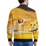 Yellow Python Snake Print Men's Bomber Jacket