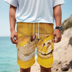 Yellow Python Snake Print Men's Cargo Shorts
