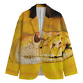 Yellow Python Snake Print Men's Cotton Blazer