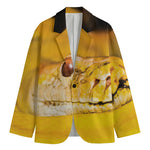 Yellow Python Snake Print Men's Cotton Blazer