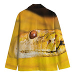 Yellow Python Snake Print Men's Cotton Blazer