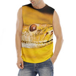 Yellow Python Snake Print Men's Fitness Tank Top
