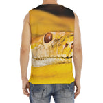 Yellow Python Snake Print Men's Fitness Tank Top