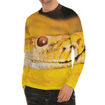 Yellow Python Snake Print Men's Long Sleeve Rash Guard