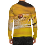 Yellow Python Snake Print Men's Long Sleeve Rash Guard