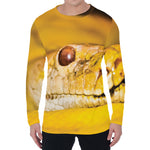 Yellow Python Snake Print Men's Long Sleeve T-Shirt