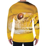 Yellow Python Snake Print Men's Long Sleeve T-Shirt