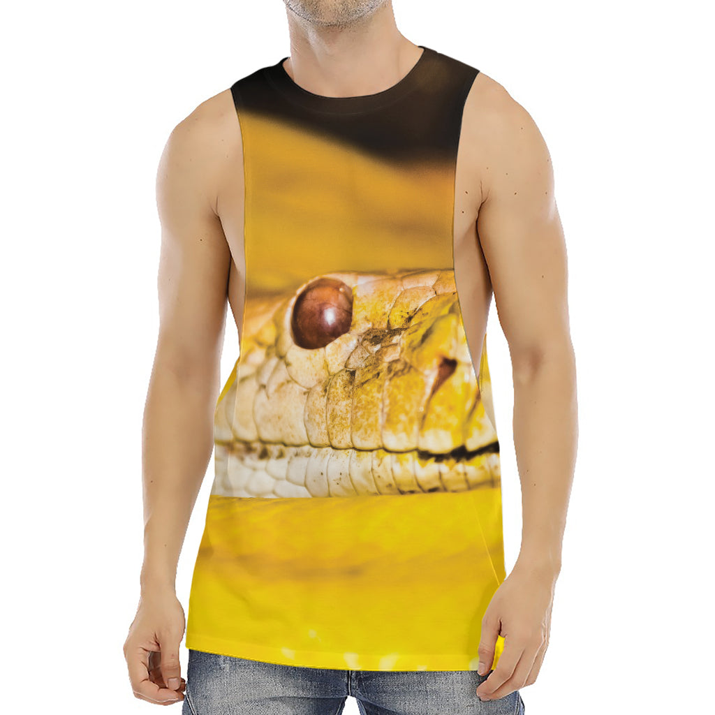 Yellow Python Snake Print Men's Muscle Tank Top