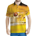 Yellow Python Snake Print Men's Polo Shirt