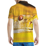 Yellow Python Snake Print Men's Polo Shirt