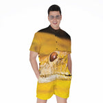 Yellow Python Snake Print Men's Rompers