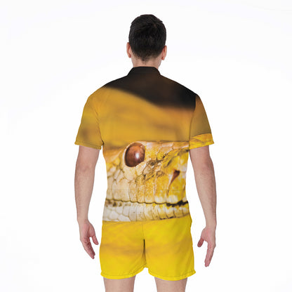 Yellow Python Snake Print Men's Rompers