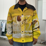 Yellow Python Snake Print Men's Shirt Jacket
