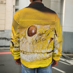 Yellow Python Snake Print Men's Shirt Jacket