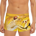 Yellow Python Snake Print Men's Short Boxer Briefs