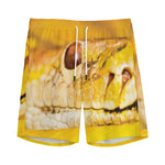 Yellow Python Snake Print Men's Sports Shorts