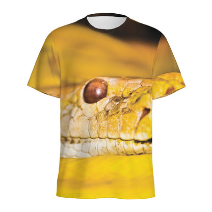 Yellow Python Snake Print Men's Sports T-Shirt