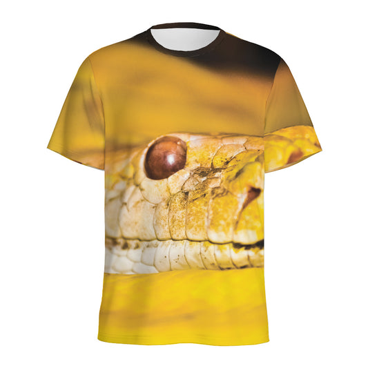 Yellow Python Snake Print Men's Sports T-Shirt
