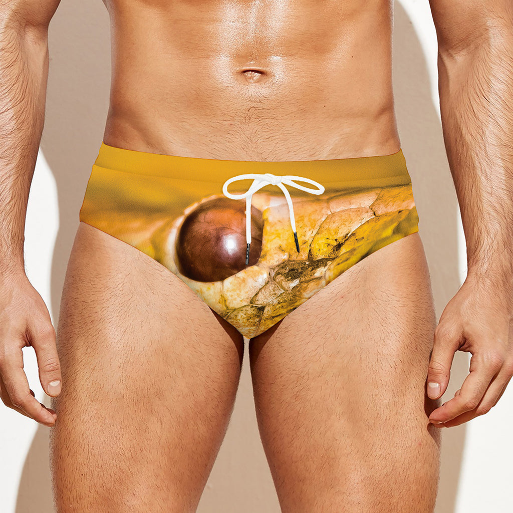 Yellow Python Snake Print Men's Swim Briefs