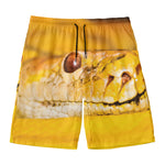 Yellow Python Snake Print Men's Swim Trunks