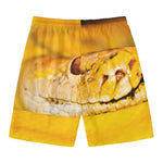 Yellow Python Snake Print Men's Swim Trunks