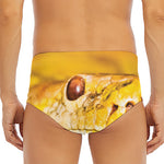 Yellow Python Snake Print Men's Triangle Swim Briefs