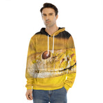 Yellow Python Snake Print Men's Velvet Pullover Hoodie