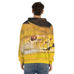 Yellow Python Snake Print Men's Velvet Pullover Hoodie