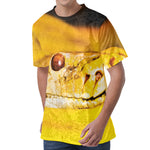 Yellow Python Snake Print Men's Velvet T-Shirt
