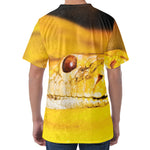 Yellow Python Snake Print Men's Velvet T-Shirt