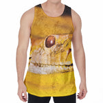 Yellow Python Snake Print Men's Velvet Tank Top