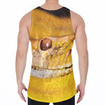 Yellow Python Snake Print Men's Velvet Tank Top