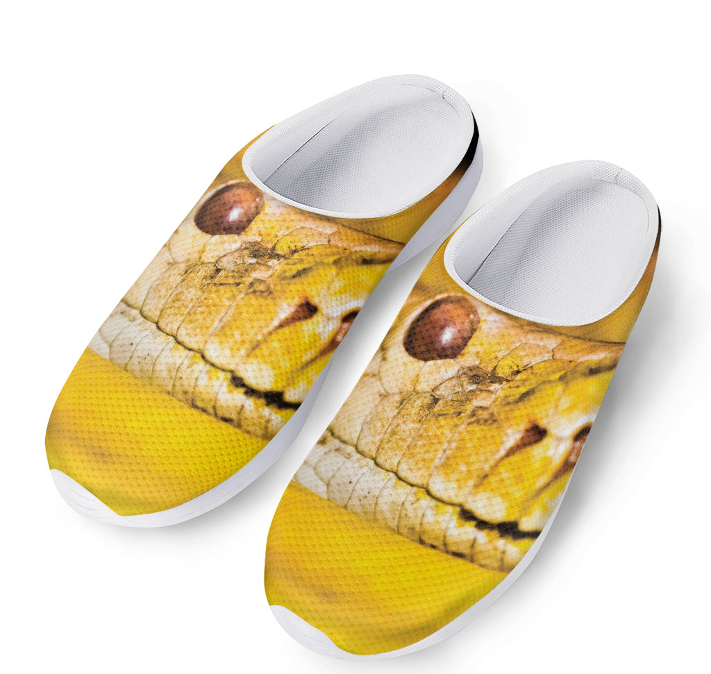Yellow Python Snake Print Mesh Casual Shoes