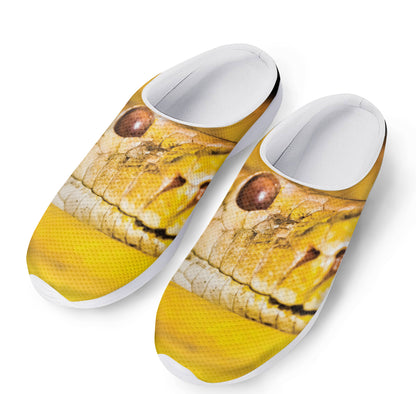 Yellow Python Snake Print Mesh Casual Shoes