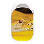 Yellow Python Snake Print Mesh Laundry Hamper